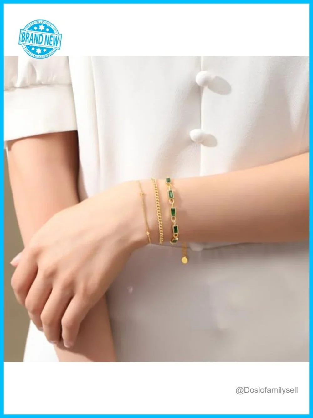 18K Gold Plated Birthstone Bracelet Set, Dainty Stackable Link Paperclip